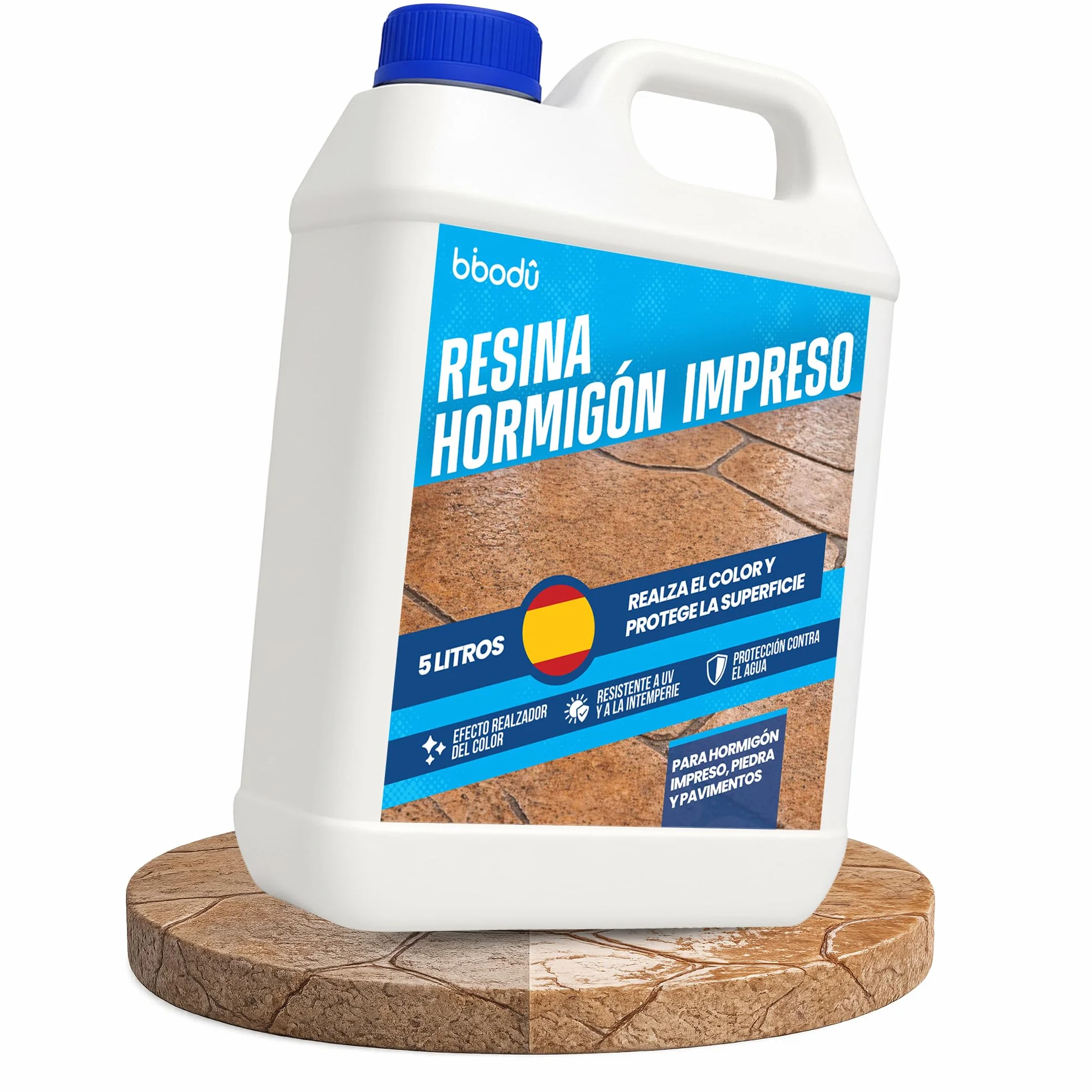 Resina Hormigón Impreso 5 L | Sellador Protector con Realzador de Color | Protege contra Agua y Suciedad | Apto para Hormigón Impreso, Cemento y Piedra | Interior & Exterior - Base Agua