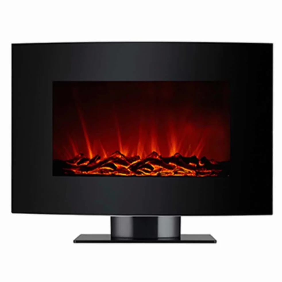 Chimenea Eléctrica, 2000W, Cristal Templado Negro, con pie y Mando a Distancia CHE-340 Purline