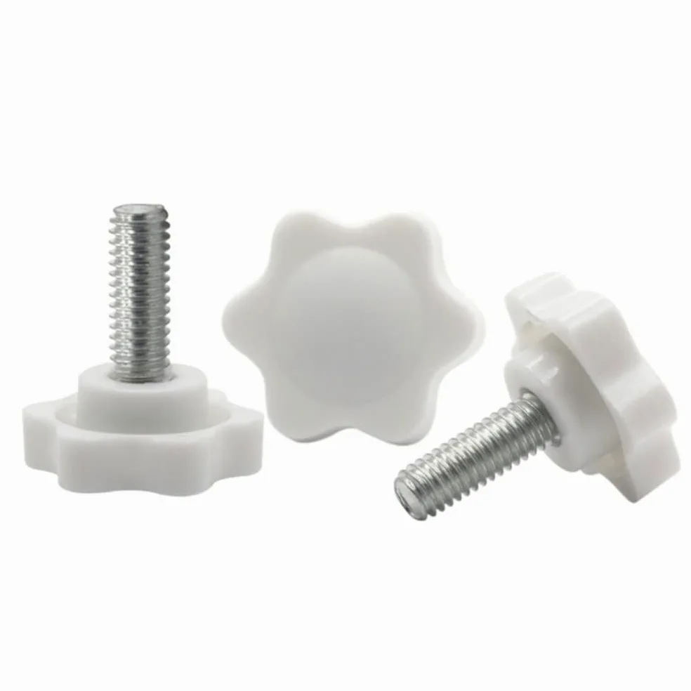 Tornillo de cabeza estrellada Tornillos moleteados con mango de estrella, M6, M8, M10, rosca de 38mm, cabeza de 12-50mm, color blanco, paquete de 5(M10*25mm)