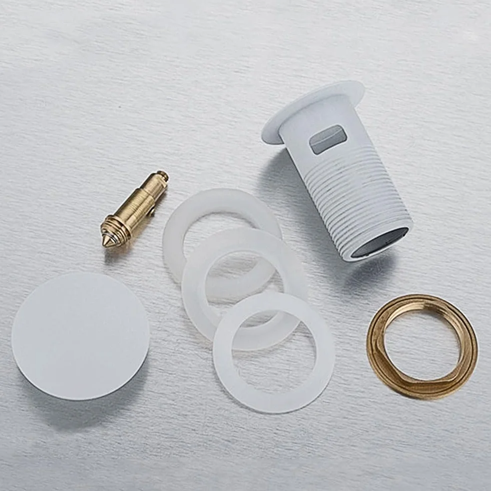 Juego de desagüe para lavabo con rebosadero, válvula pop-up universal, blanco