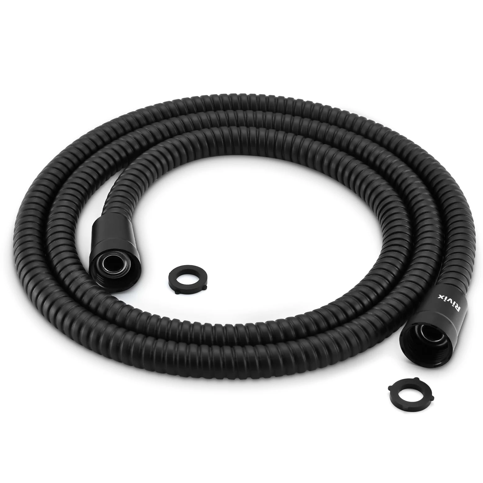 Manguera de ducha de PVC de 60 pulgadas, cabezal de ducha de PVC extralargo, manguera de ducha flexible de repuesto con núcleo de acero inoxidable y tuerca de plástico, resistente a la abrasión