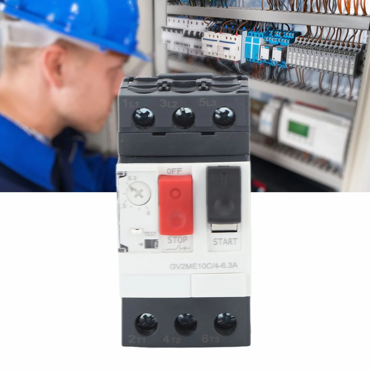 Disyuntor de Motor AC690V Protección contra Cortocircuito de Sobrecarga Interruptor de Protección de Motor Disyuntor con Montaje de Riel de Guía de 35 Mm (GV2-ME14C 6-10A)