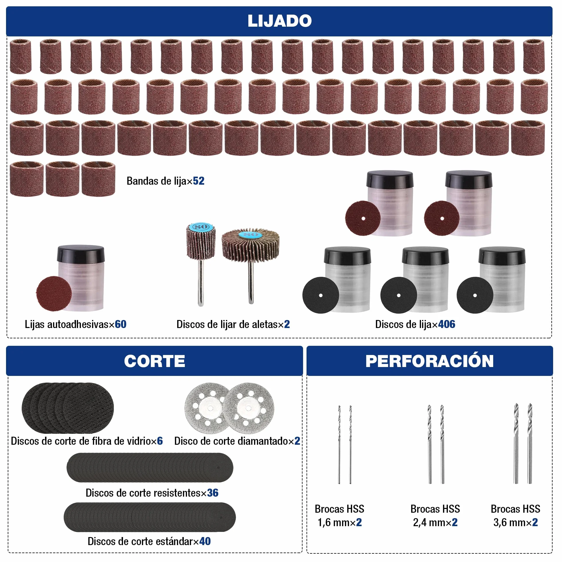 WORKPRO Kit de 698 Accesorios Multifunción para Herramienta Rotativa Dremel u Otro, Juego de Brocas de Herramienta Giratorias para Cortar, Lijar, Moler, Tallar, Pulir, Taladrar y Grabar