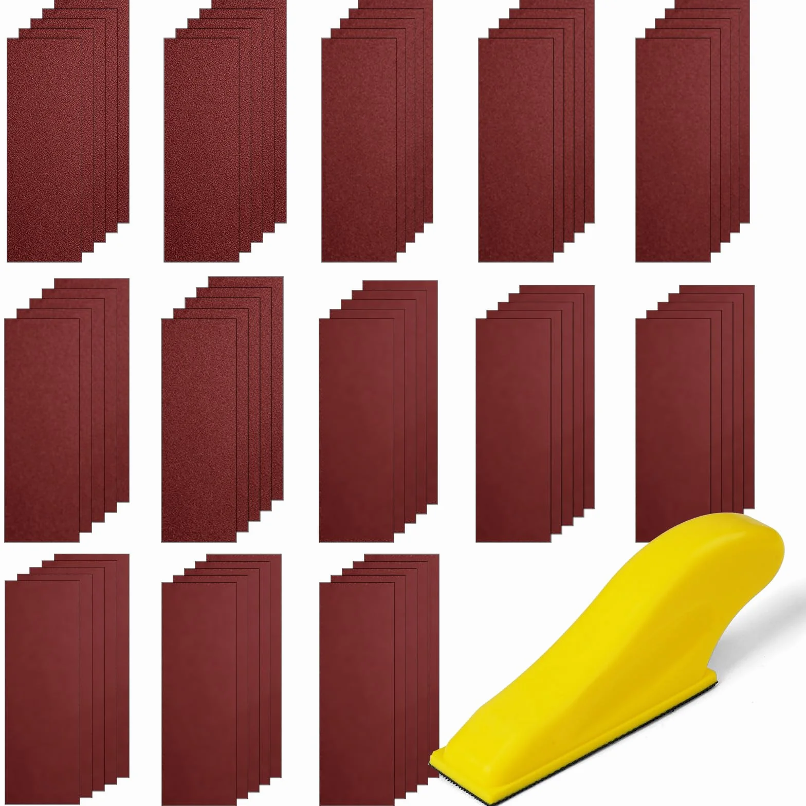 URAQT Juego de Papel de Lija Húmedo y Seco, 130 Piezas Papel de Lija Grueso a Fino Grano de 40-1000, 1 Microlijadora Manual para Pulir Coches Metal Madera Muebles, 30 x 90mm