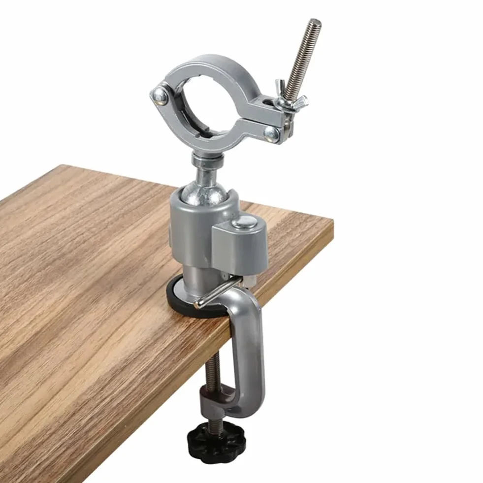 Soporte para Taladro Eléctrico, Soporte Vertical y Amoladora 360°, Columna Giratoria, Base Fija, Marco Giratorio, Pinzas Carpintería Ajustable