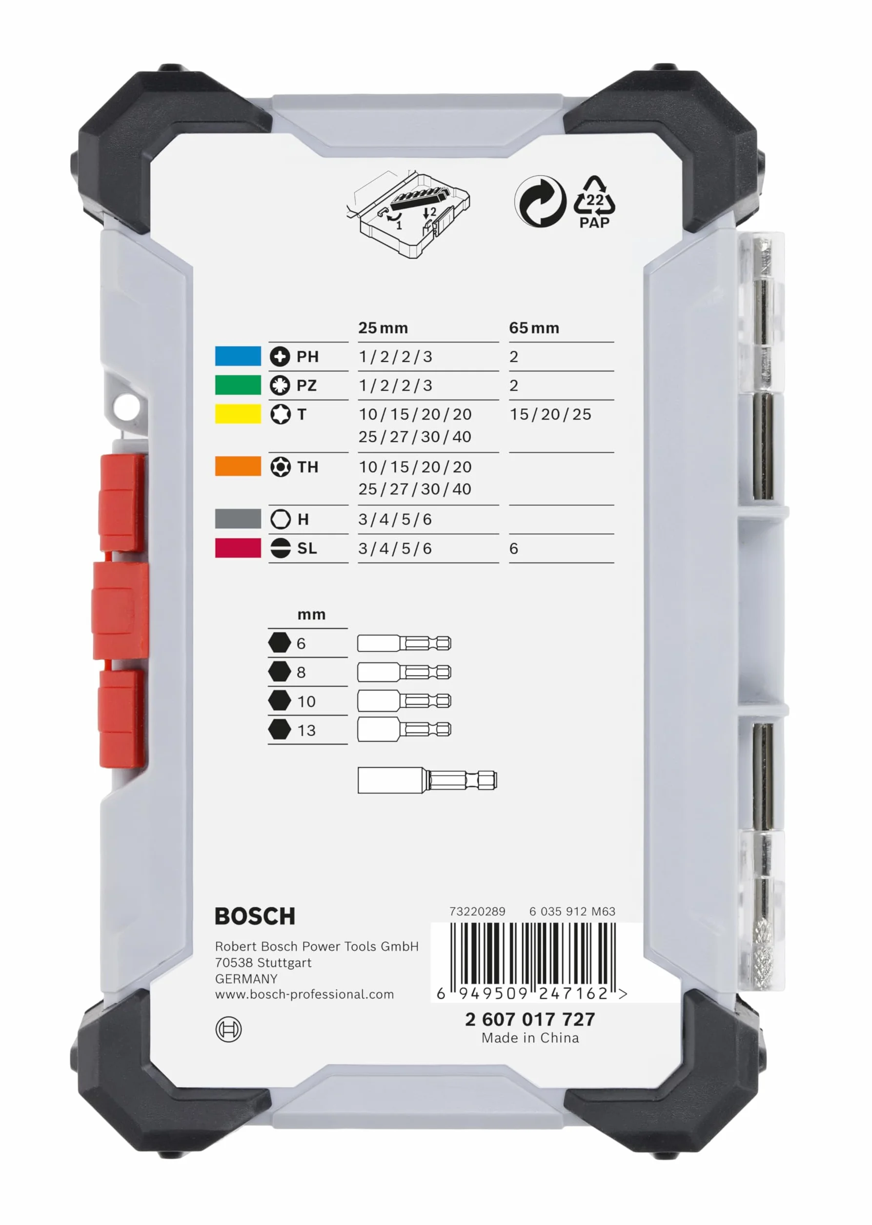 Bosch Juego de 43 puntas de destornillador extraduras, 43 piezas (197 x 110,5 mm, accesorios profesionales, destornilladores y taladros), Versión actual