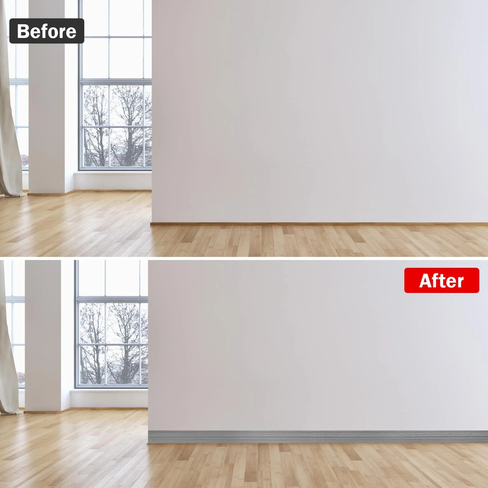 Rodapiés autoadhesivos de PVC 10 cm x 10 m, listón de cocina, moldura decorativa, veta de madera gris