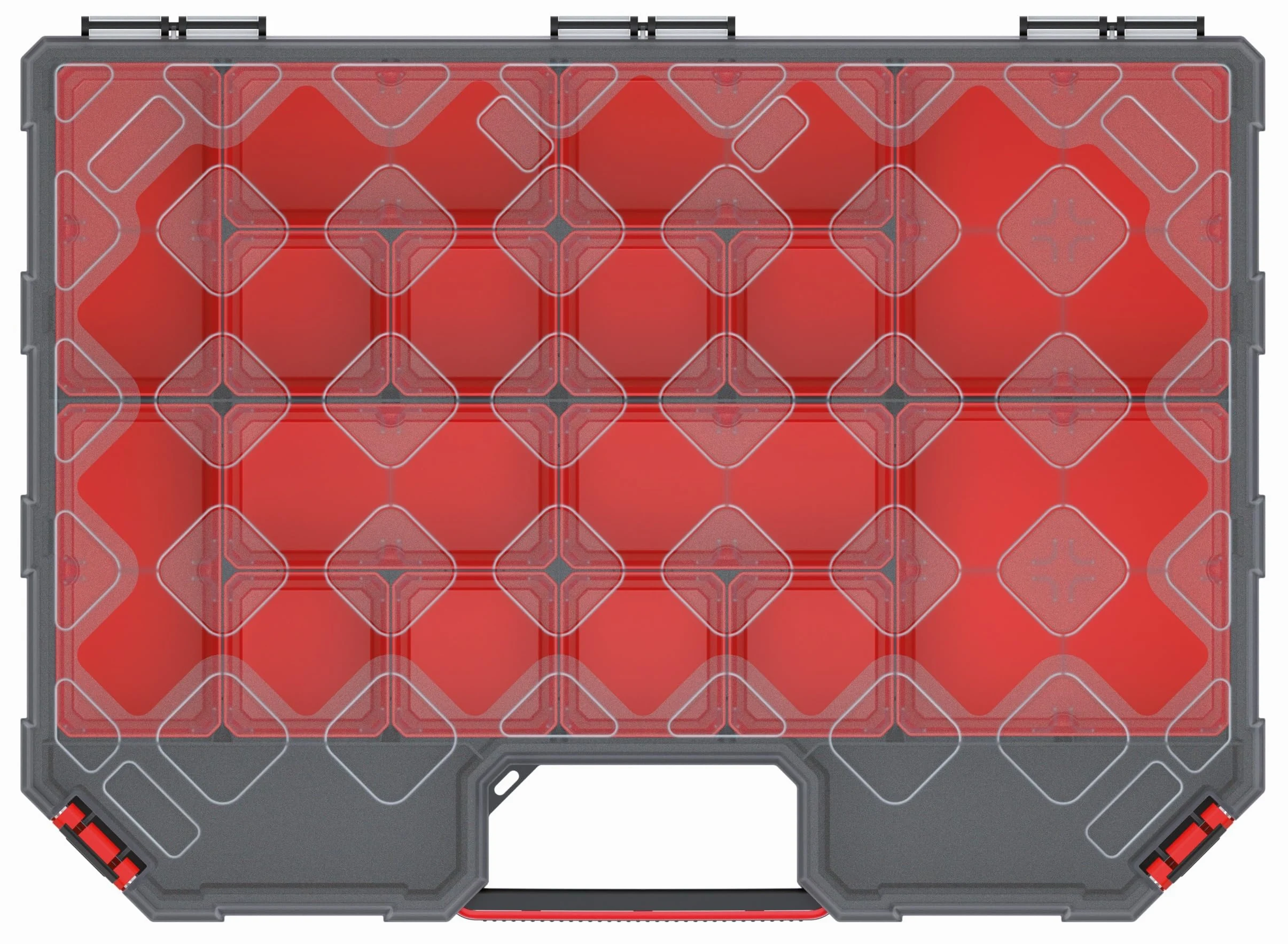 Mivos Caja de almacenamiento 390 x 284 x 60 mm - para objetos pequeños con 12 cajas extraíbles - accesorios - Caja con cierre de rosca - Robusta caja de herramientas para taller - Made in EU
