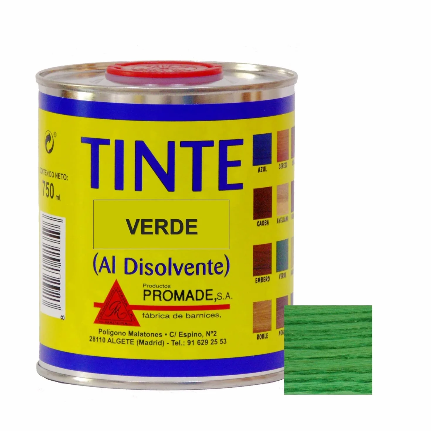 Promade - Tinte al disolvente para teñir la madera. Tonos de madera y colores vivos y modernos (750 ml, Verde)