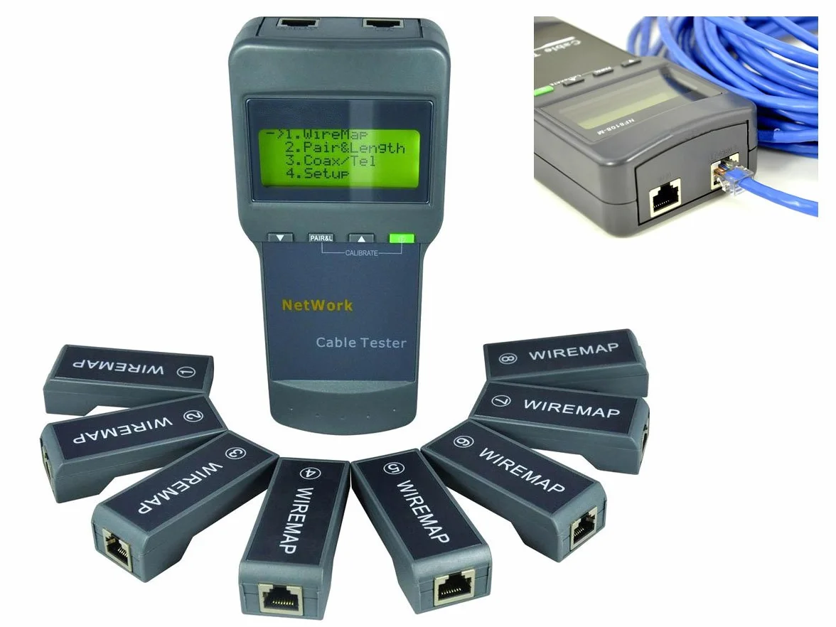 KALEA-INFORMATIQUE Comprobador Profesional para Redes Ethernet RJ45. Muestra el Diagrama de cableado y localiza los Fallos del Cable Desde su Origen. con 8 satélites