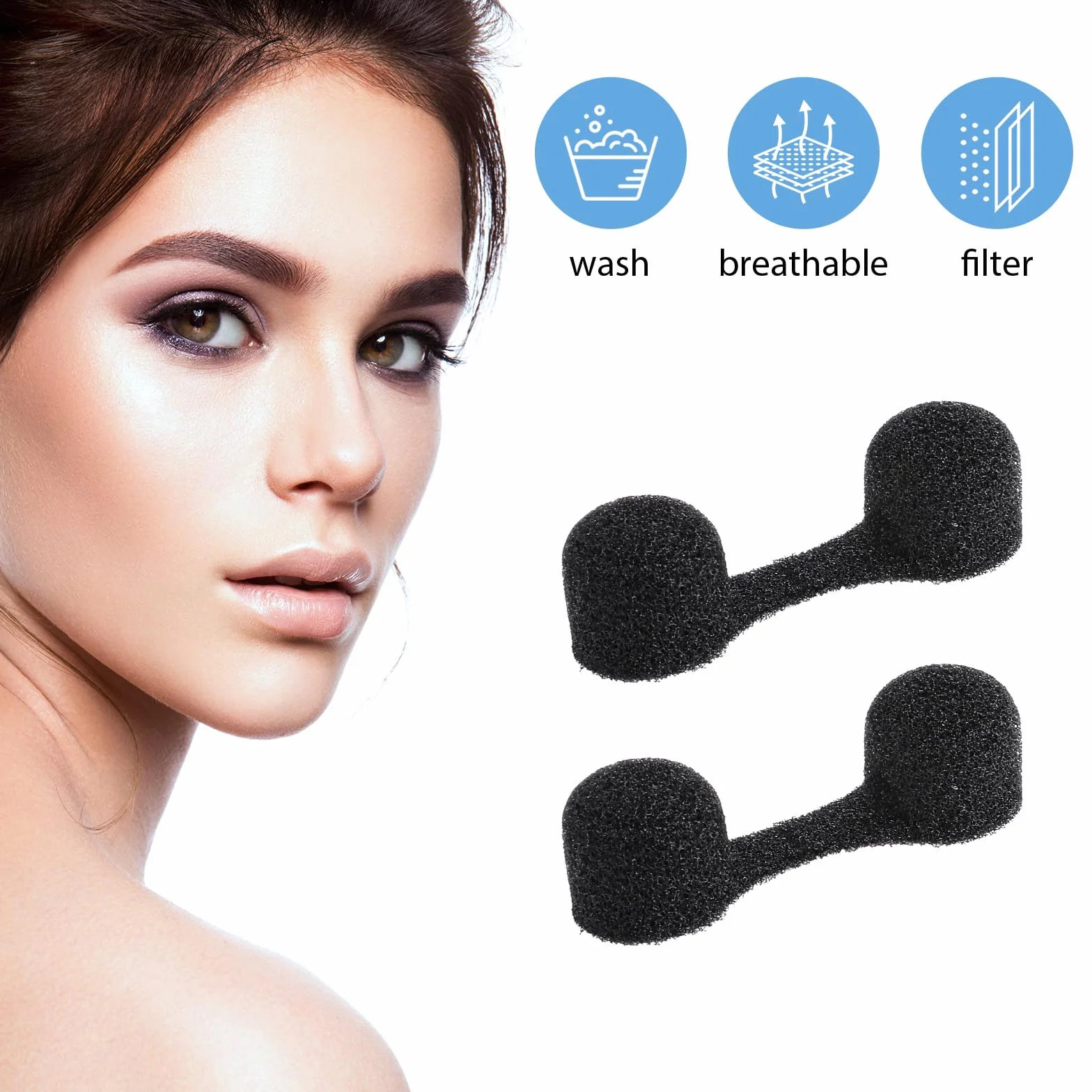 Dimeho 200 filtros desechables de tapón de nariz, filtros de polvo de nariz a granel, filtros de fosas nasales para bronceado, soldadura, polvo, alergias, polvo, áreas de construcción (negro)