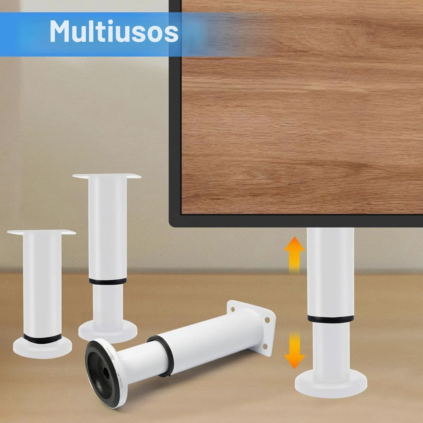 2PCS Patas Pies Ajustables Pata de MeAjustable,Regulables con 16 Kit Destornillador y Tornillos,para Armarios Mesillas de Noche Camas Escritorios Cómoda Estantería (Blanco, 40-70 cm)