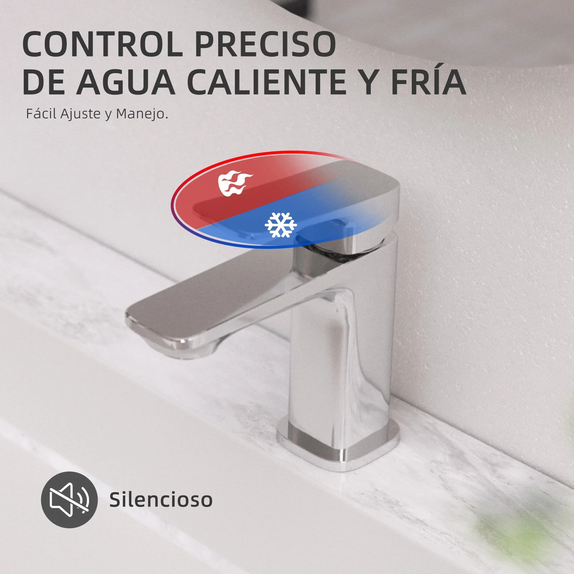 BELZ Grifo monomando de lavabo para baño, cartucho cerámico, instalación fácil, ahorro de agua y energía, diseño moderno