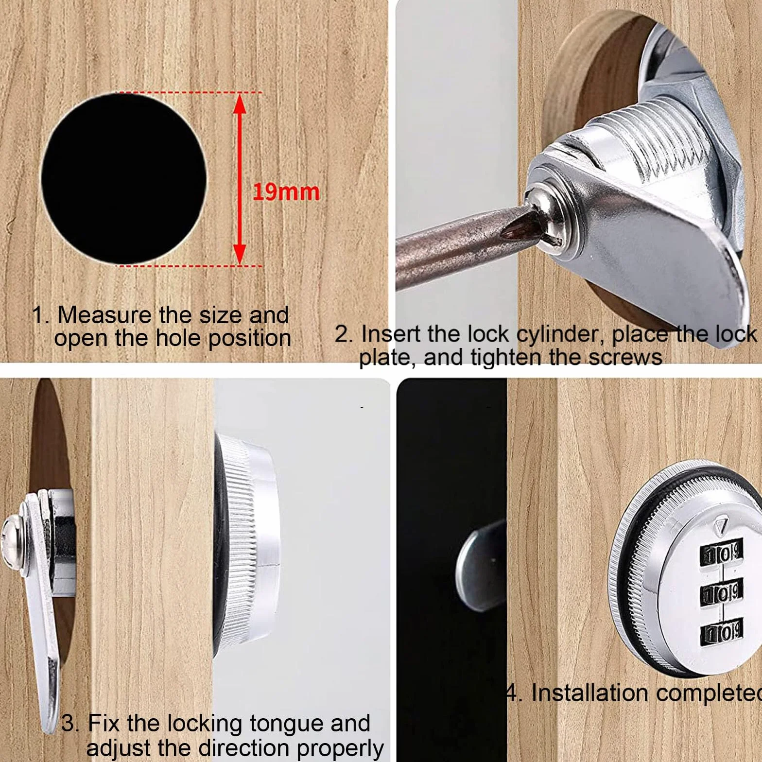 Cerradura de Combinación de Cajón, Codificada Contraseña, Cam Lock, para Buzón de Gabinete, 2 Piezas