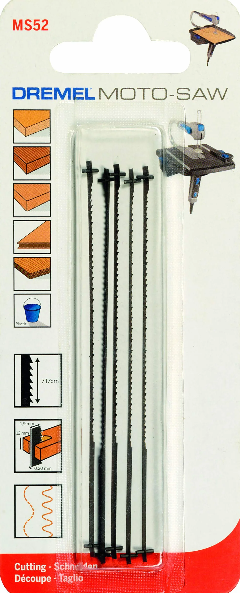 Dremel MS52 Paquete 5 Hojas Sierra Fina para Sierra Marquetería MS20, Profundidad Corte 12mm Madera