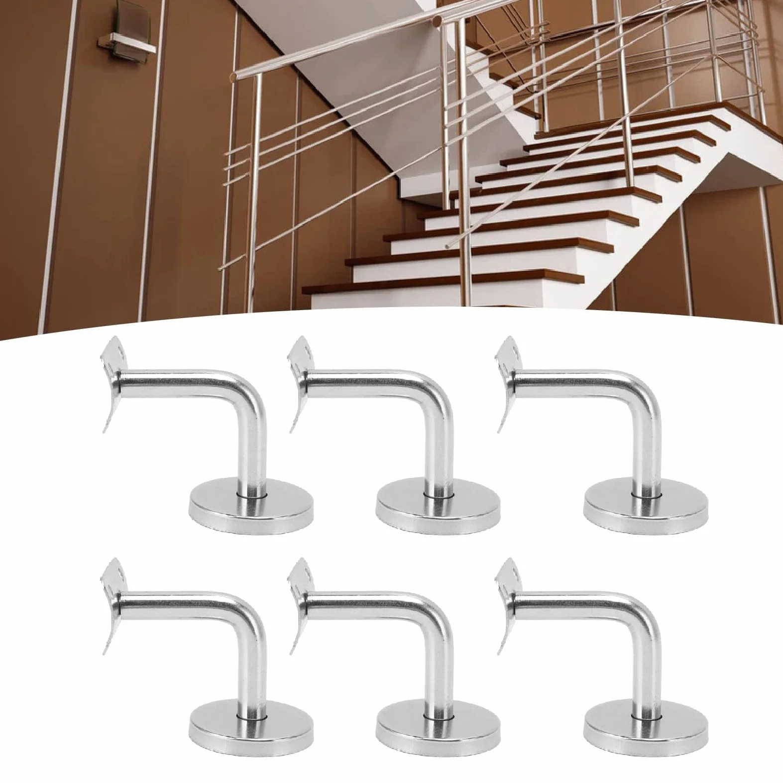 6 Piezas Soportes De Barandilla De Mano Para Escaleras, Soportes Barandilla Acero Inoxidable Montados En La Pared Soporte Barandilla Escalera Soporte Barandilla Doméstica Para Escalera, Escalera