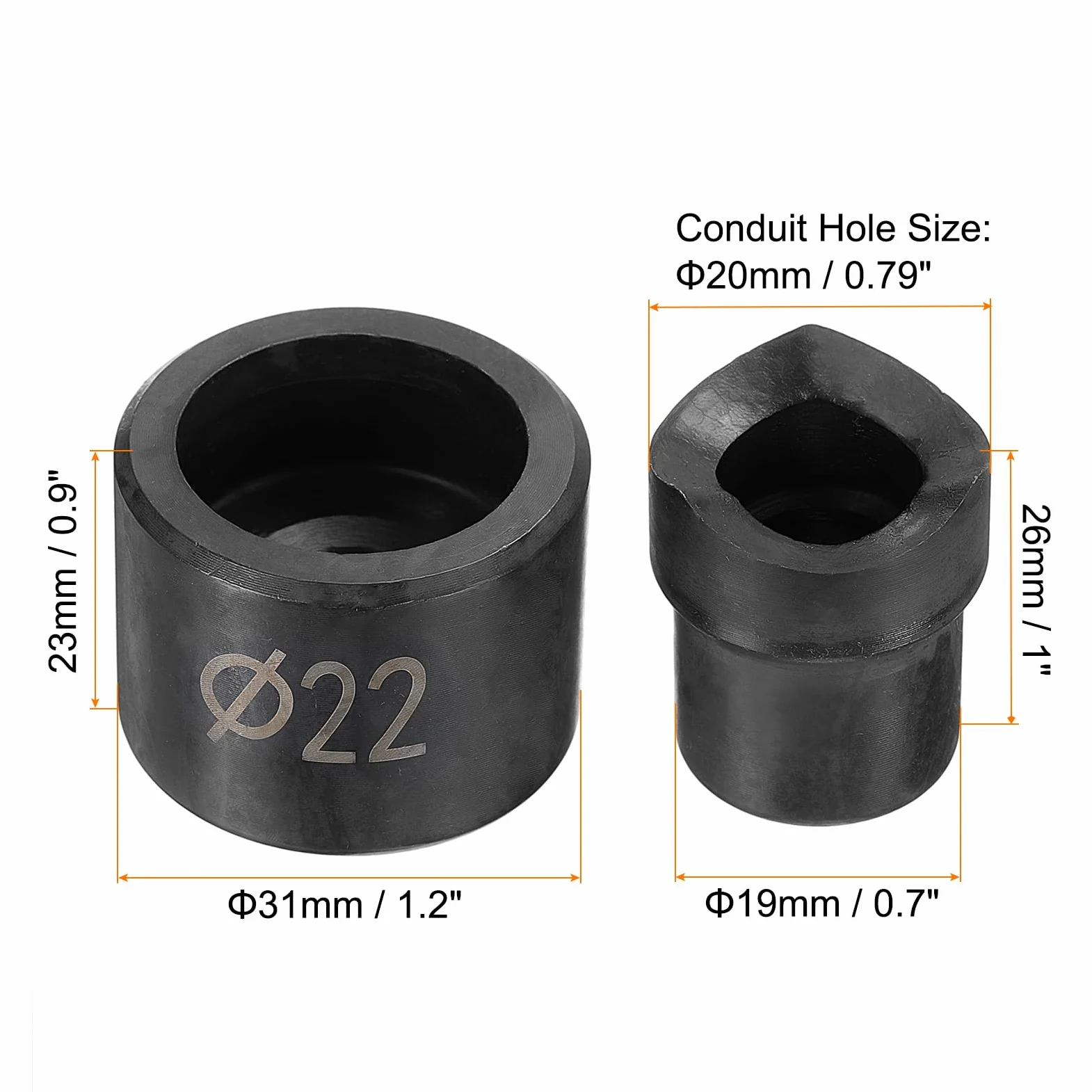 QUARKZMAN 2 Juegos de Punzón Y Matriz de Conduit de Acero Cromado de 22mm Juego de Cortador de Agujeros de Conduit Manual para Conductor de Golpe Hidráulico