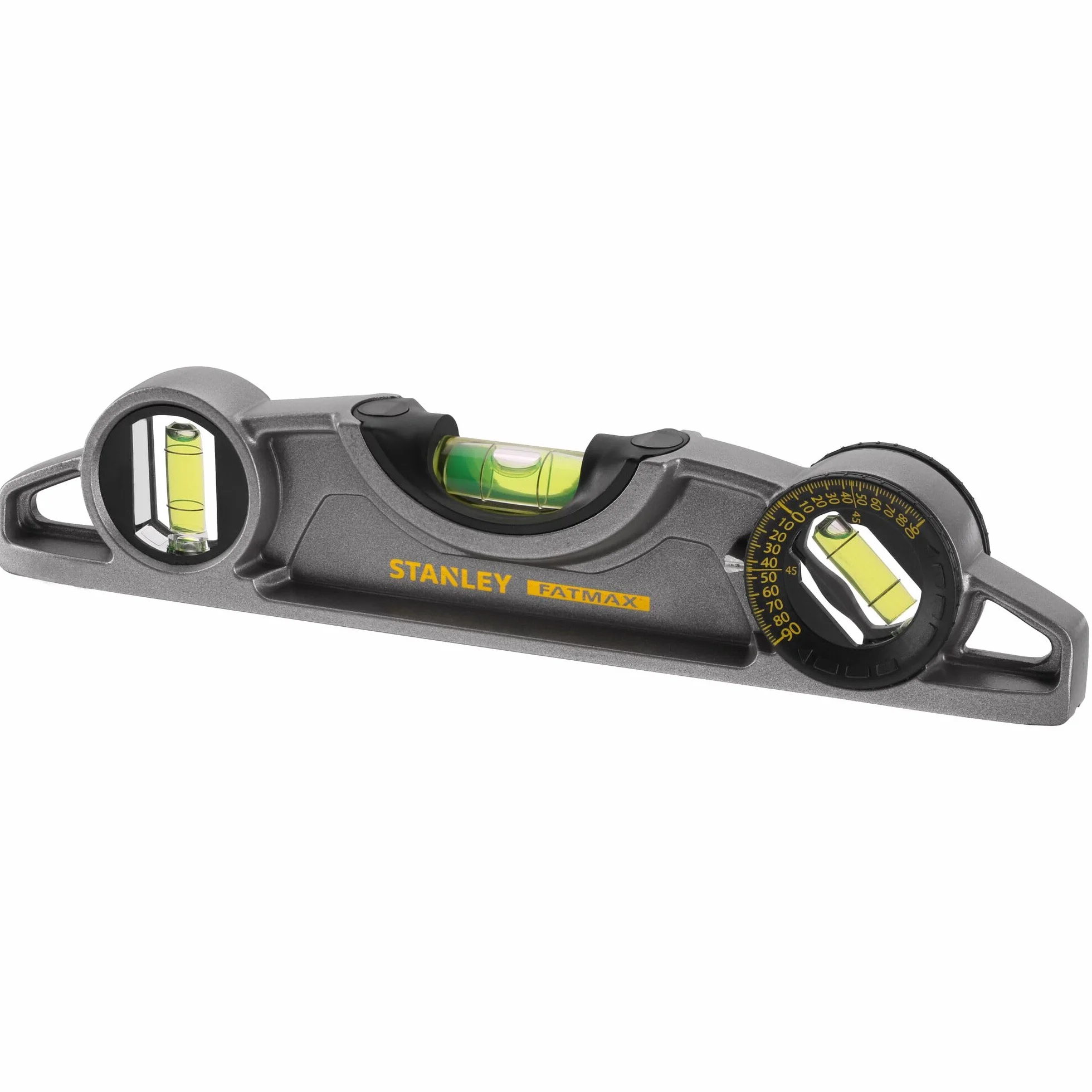 STANLEY FATMAX Nivel Torpedo FatMax ProTM de 25cm con Base Magnética, Construcción en Aluminio, Ligero y Preciso para Mediciones en el Trabajo y en Casa, 0-43-609