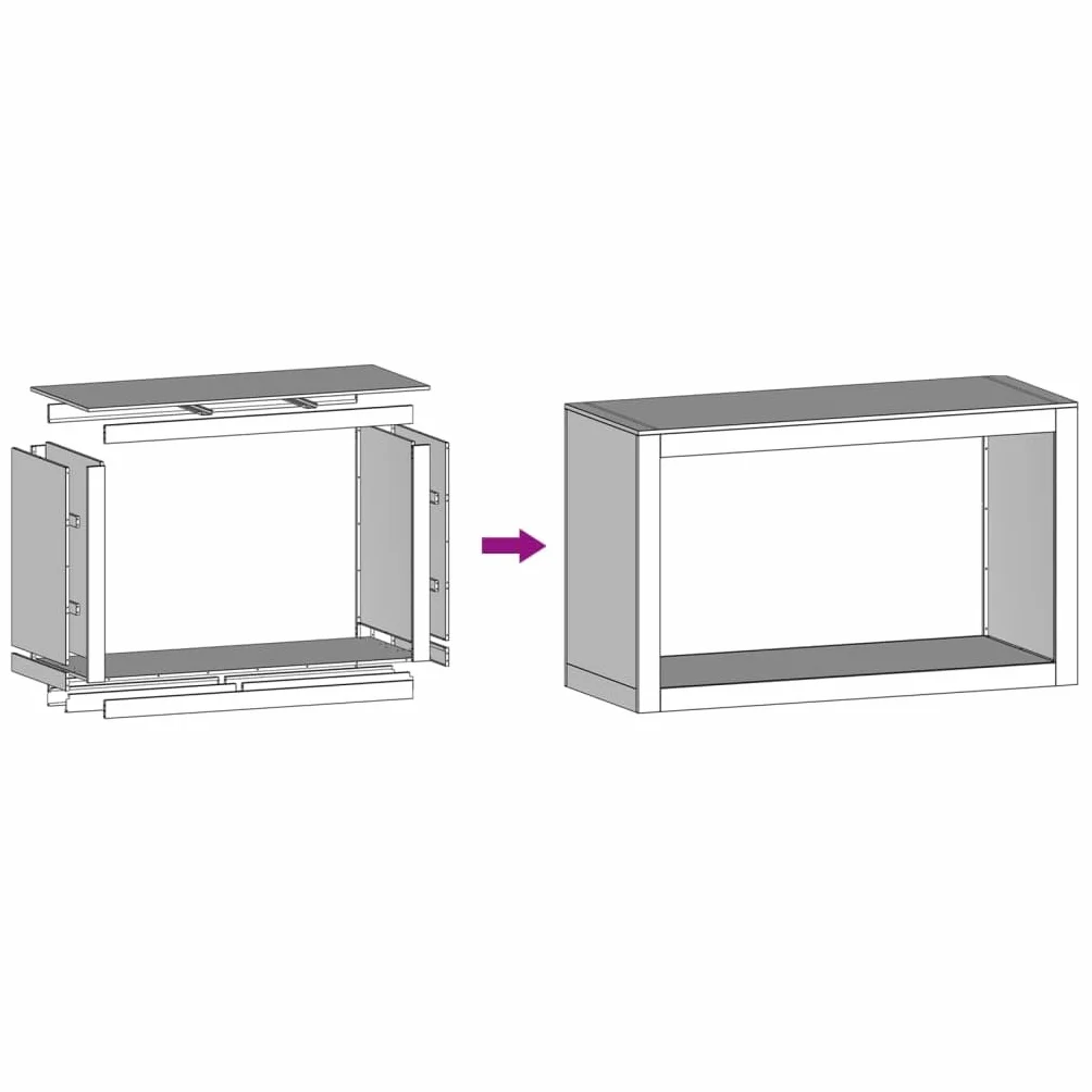 vidaXL Leñero de Acero Gris Antracita 100x40x60 cm, Soporte para leña, Almacenamiento de Troncos, Estante para leñas, Soportes para leña