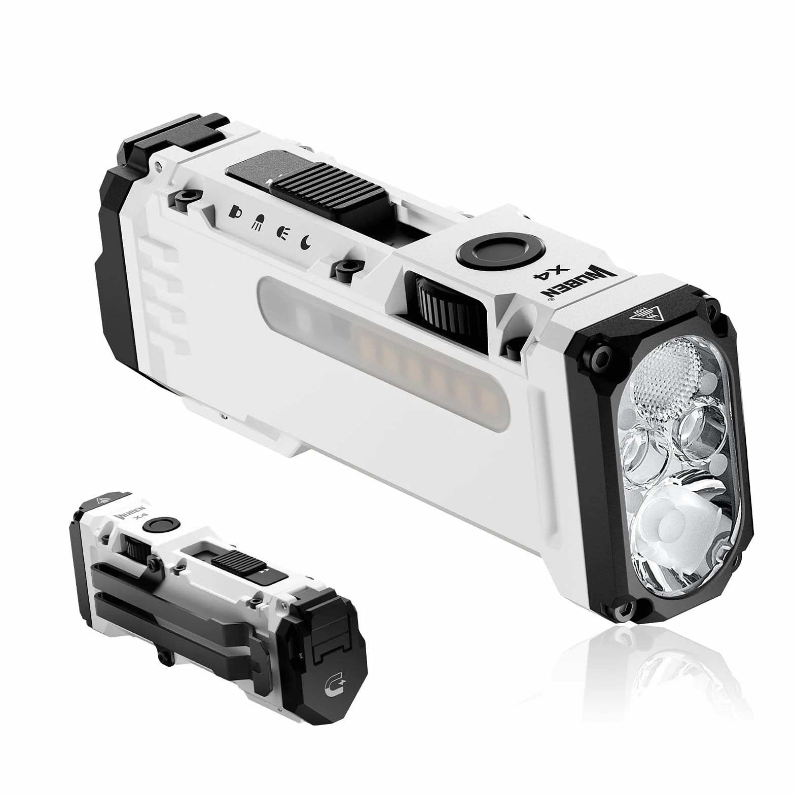 WUBEN X4 Mini Linterna LED Recargable con RGB Lamparas, 1500 Lumens EDC Linternas Alta Potencia con Iman, IP65 Portatil Tactico Lampara de Mano para Camping Emergencia Rescate