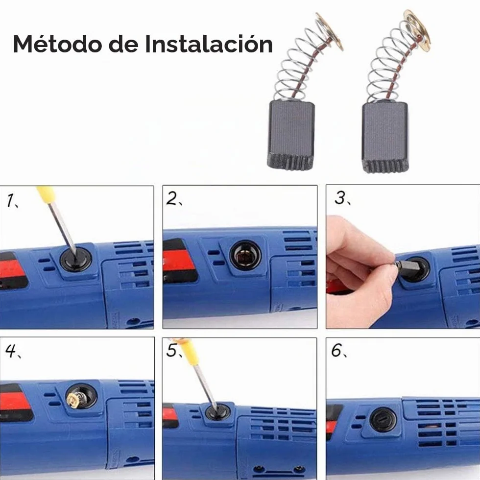 Escobillas de carbón para motor eléctrico, recambio varios tamaños herramientas eléctricas