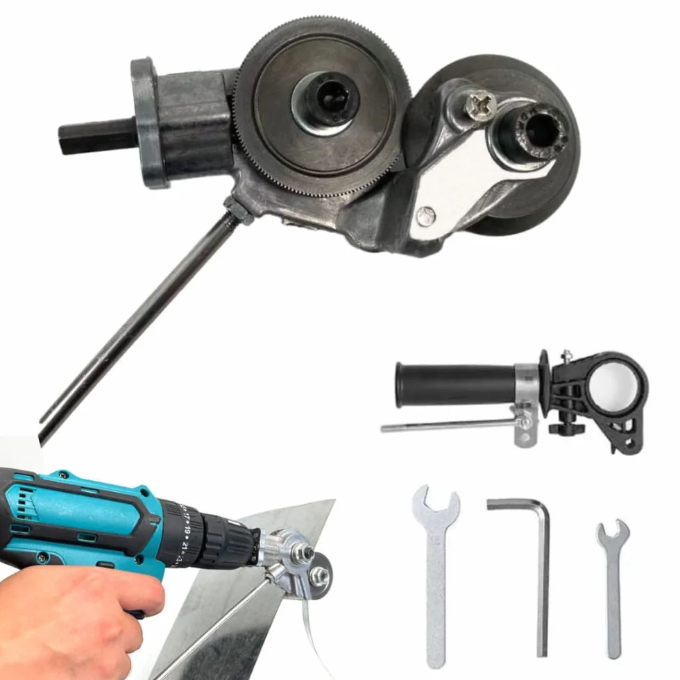 Accesorio de Taladro eléctrico Cortador de chapa metálica cortador de metal de tiro manual Tijeras de taladro eléctricas para Placa de Metal(Taladro no incluido)