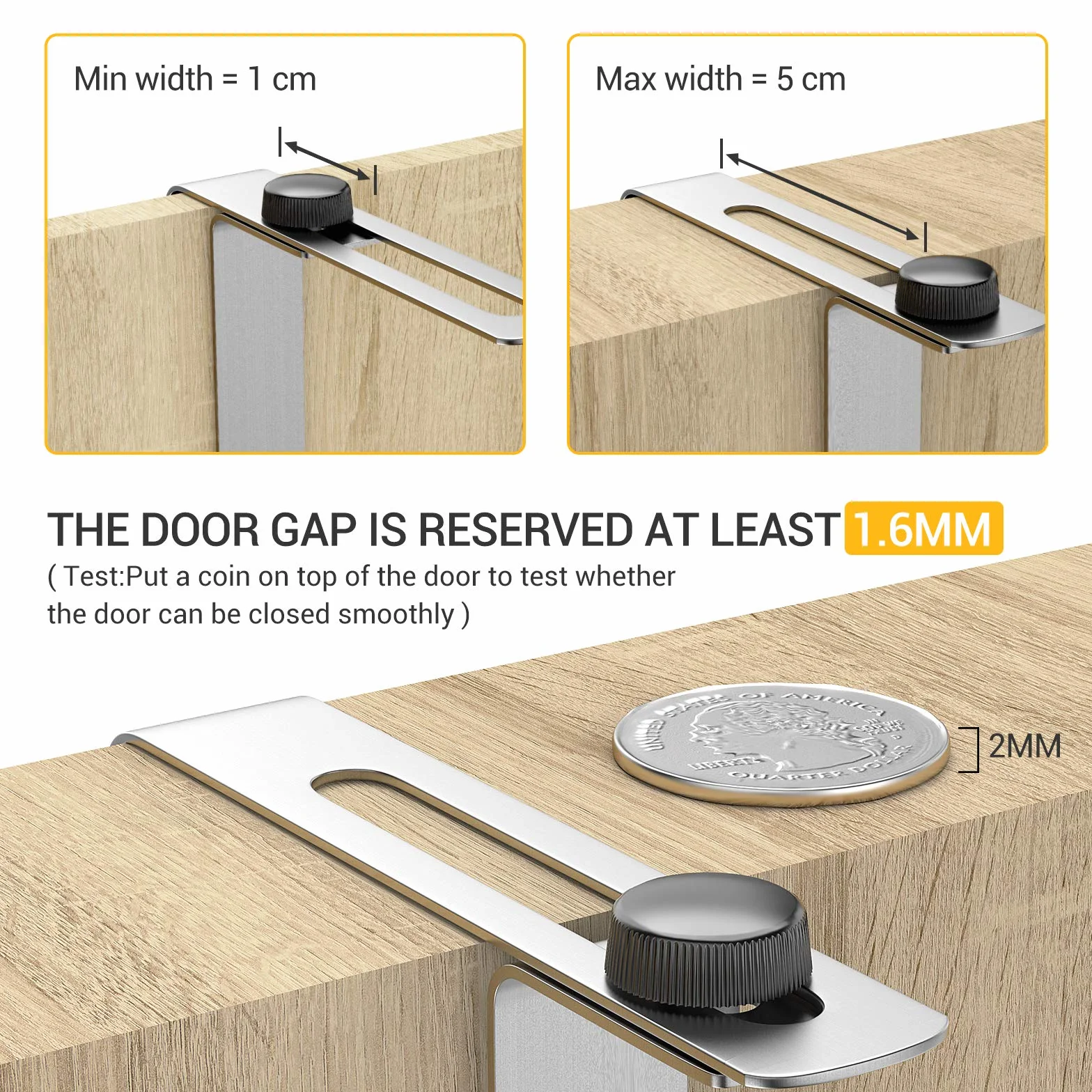 Luxear Perchero Puerta Baño sin Taladrar, Colgador Puerta Ajustable de Acero Inoxidable con 6 Ganchos, MAX 20KG, Percha Puerta para Dormitorio Baño Cocina, Puerta 1-5 cm