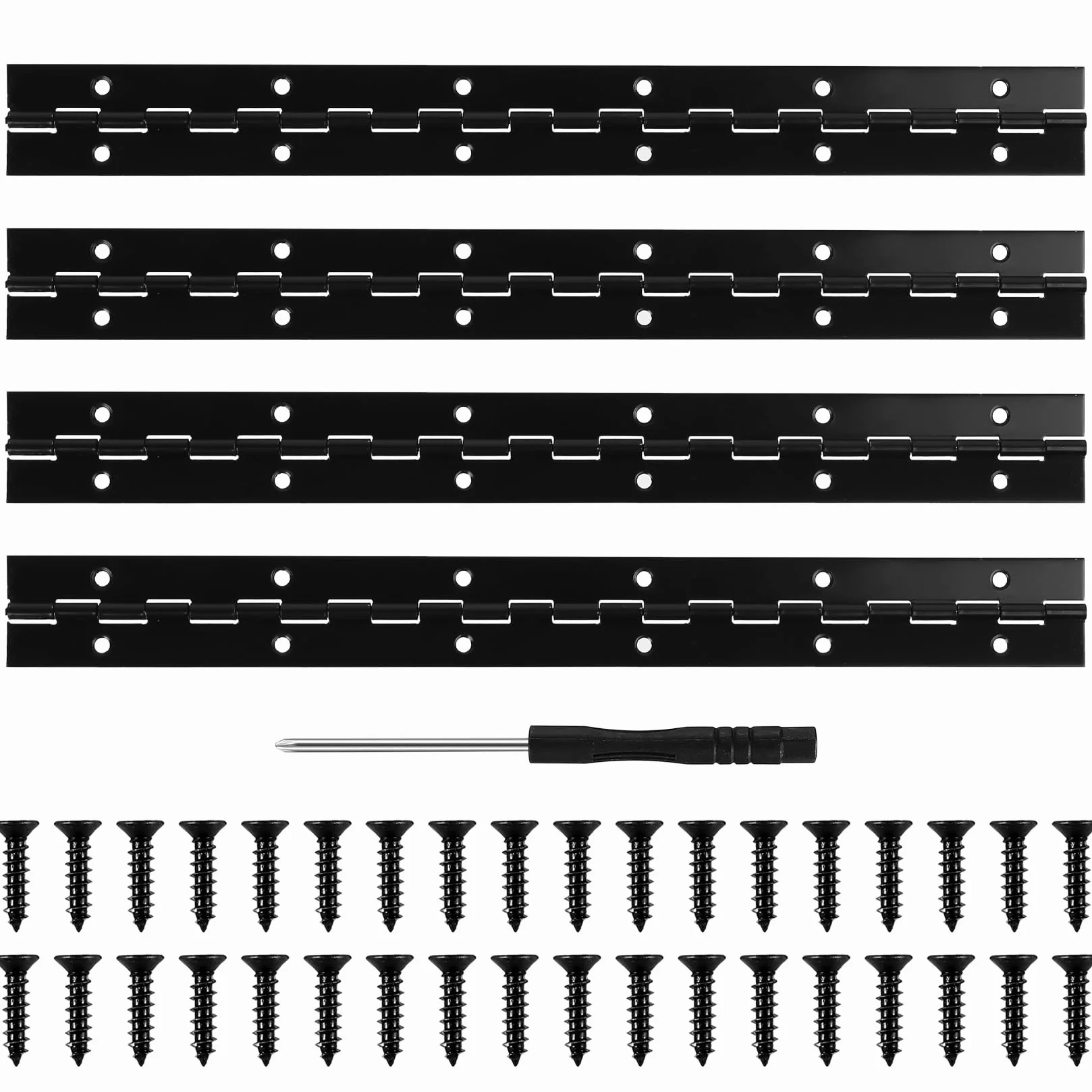4 Piezas Bisagra Piano, 300mm × 30mm Bisagras de Piano, Bisagras Plegables, Bisagra para Puertas de Armarios Gabinetes y Muebles, con Tornillos y Destornillador (Negro)