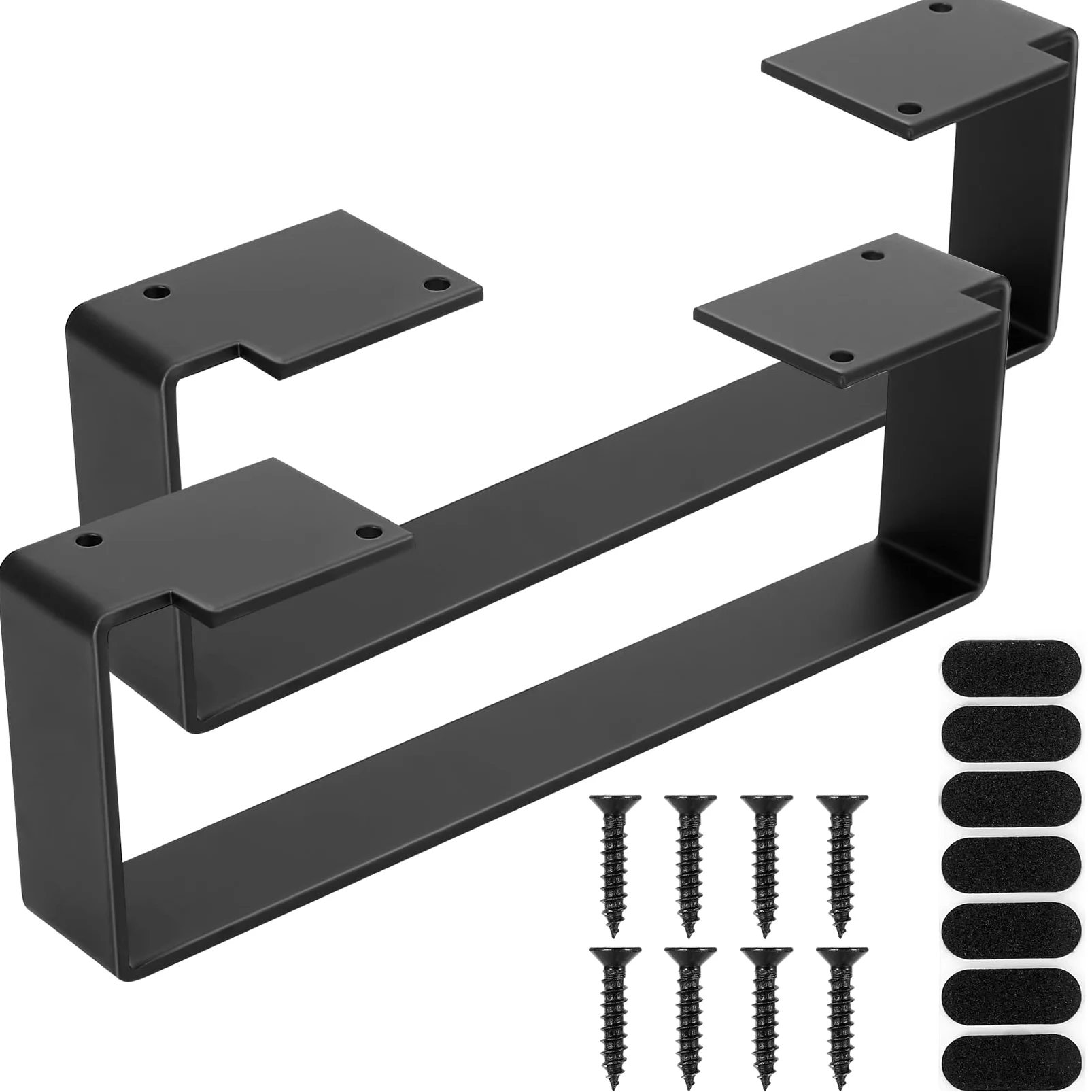 2 PiezasPatas para Mesas Metal, Patas Mesa Comedor, Patas Escritorio Muebles, Estructura para Banco Armario Sofá Marco de Mesas, Negras (30 x 5,3 x 9,5 cm) (Negro 30cm)