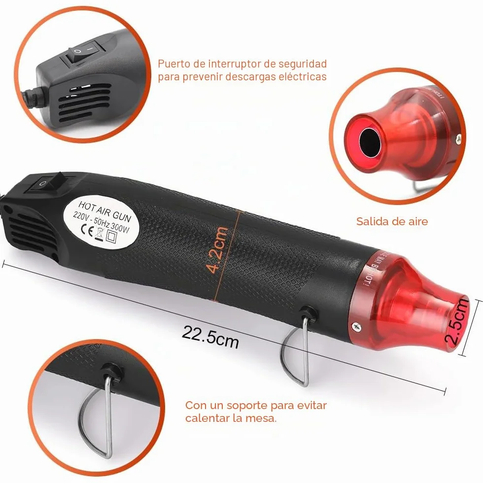 mizikuu Mini Pistola de Calor, 200 ℃ Pistola de Aire Caliente con 328 Tubo Termorretráctil Pistola Térmica para Manualidades, Gofrado, Encogimiento de Calor, Secado de Tinta