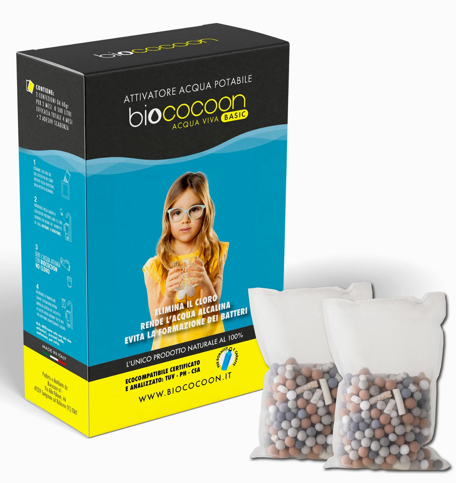 Bolsa de filtro sin cloro para agua alcalina pH, elimina el cloro para botellas, jarras, filtros, etc. Duración total 4 meses