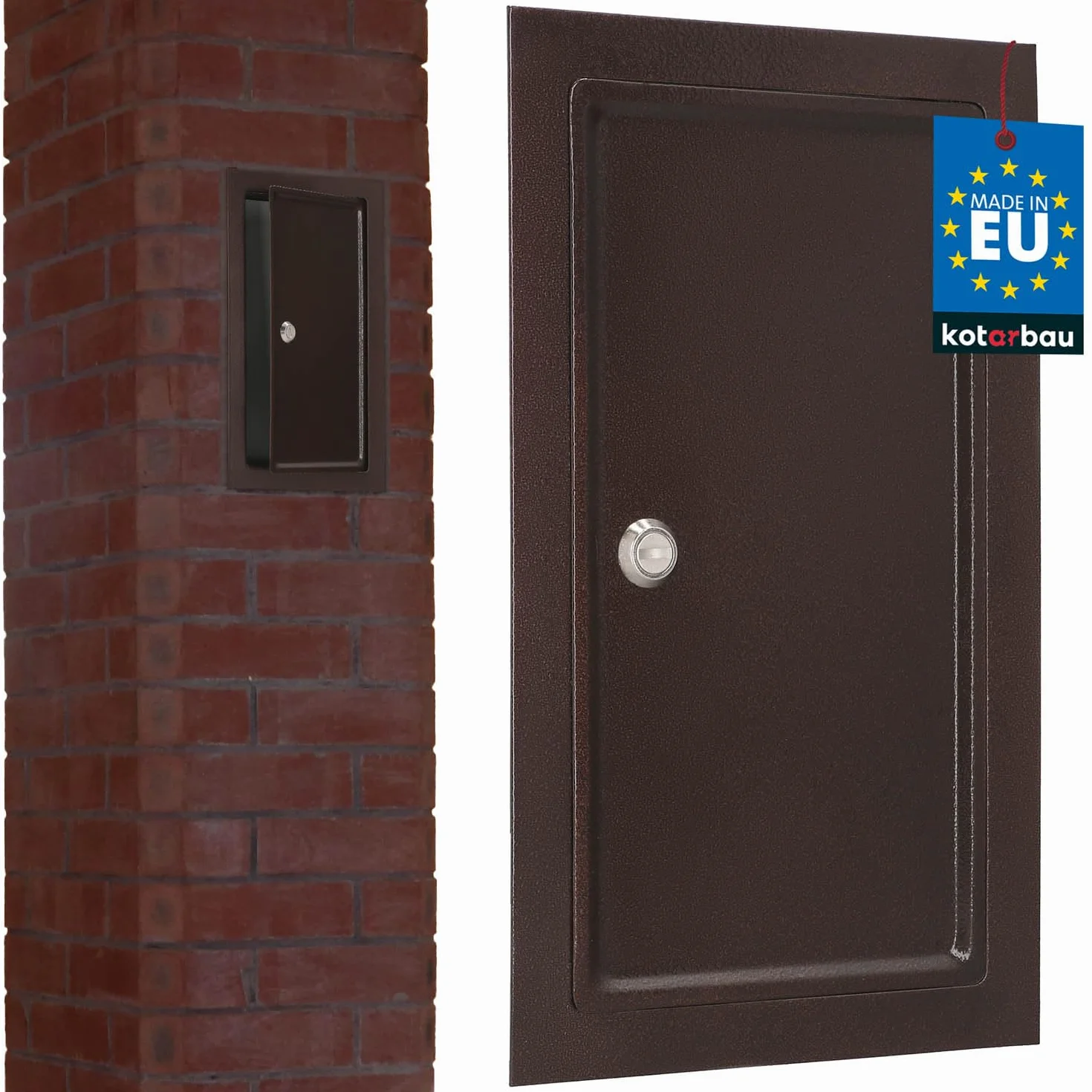 KOTARBAU® Puerta de chimenea de cobre antiguo con escudo térmico para abrir con destornillador o moneda, marrón, 155 x 290 mm