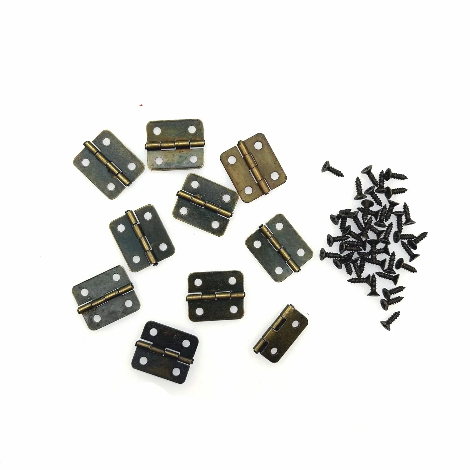 JZK Minisagras de bronce 18 x 16 mm Paquete de 10 bisagras de cajón