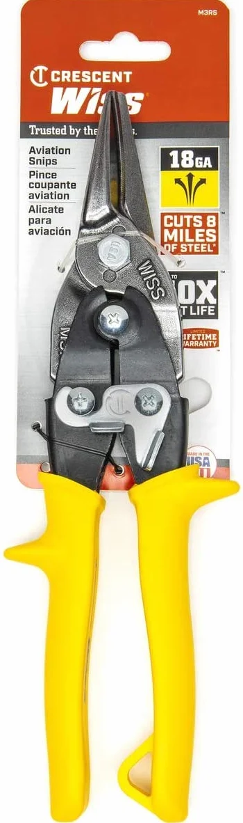 Wiss M3R Tijeras de Hojalatero Metálica de 248 mm con Engranaje de Palanca, Corte Izquierdo, Derecho y Recto - Amarillo