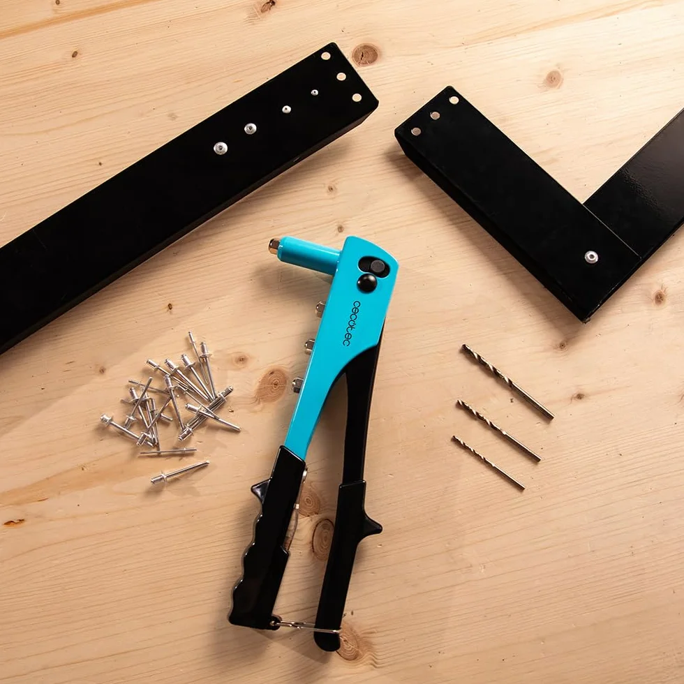 Cecotec Remachadora Manual FixerForce. Incluye 200 Remaches, 4 Boquillas de Diferentes Tamaños (2.4, 3.2, 4, 4.8 mm) y 4 Brocas, Llave de Ajuste Incluida