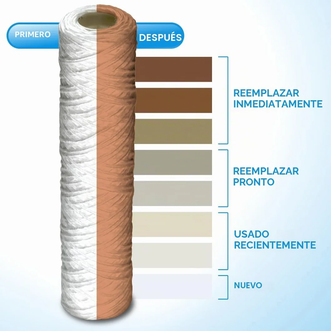 Cartucho filtrante de 10 pulgadas, hilo enrollado, 50 micras, paquete de 10 unidades