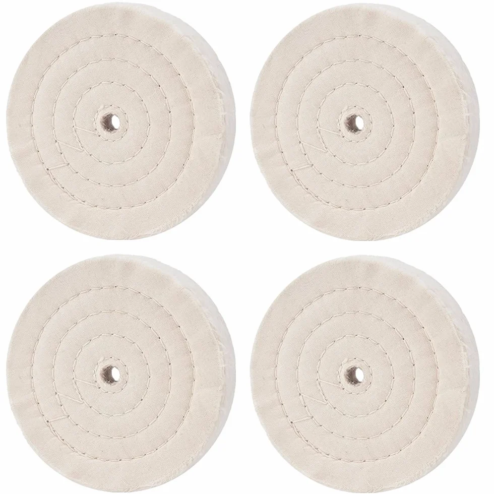 Disco de pulido de algodón 150 mm, extra grueso espiral, 70 capas, 4 unidades (orificio 12,7 mm)