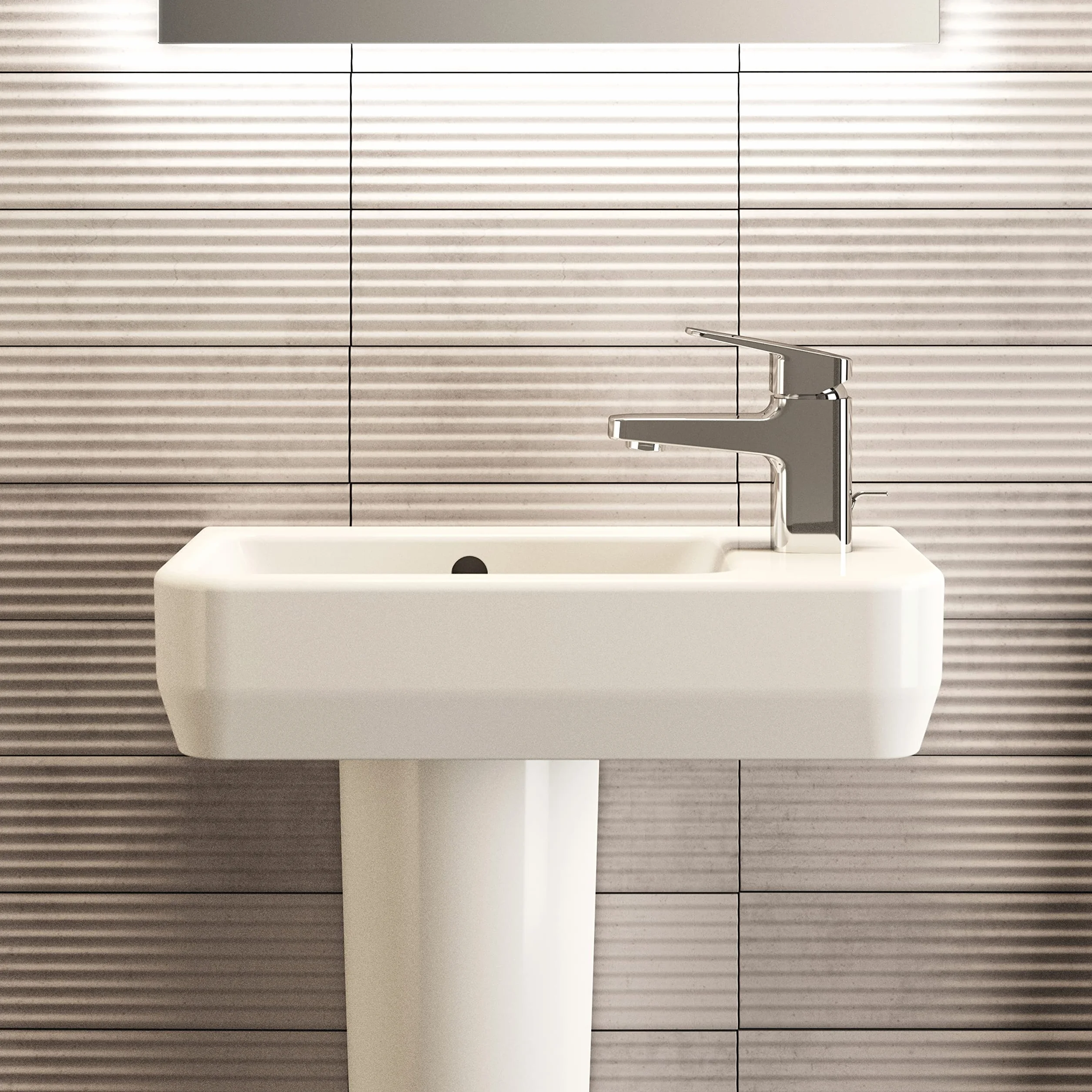 Ideal Standard - i.life S Lavamanos de 45 cm con poca profundidad a solo 25 cm. Columna para comprar por separado. Blanco
