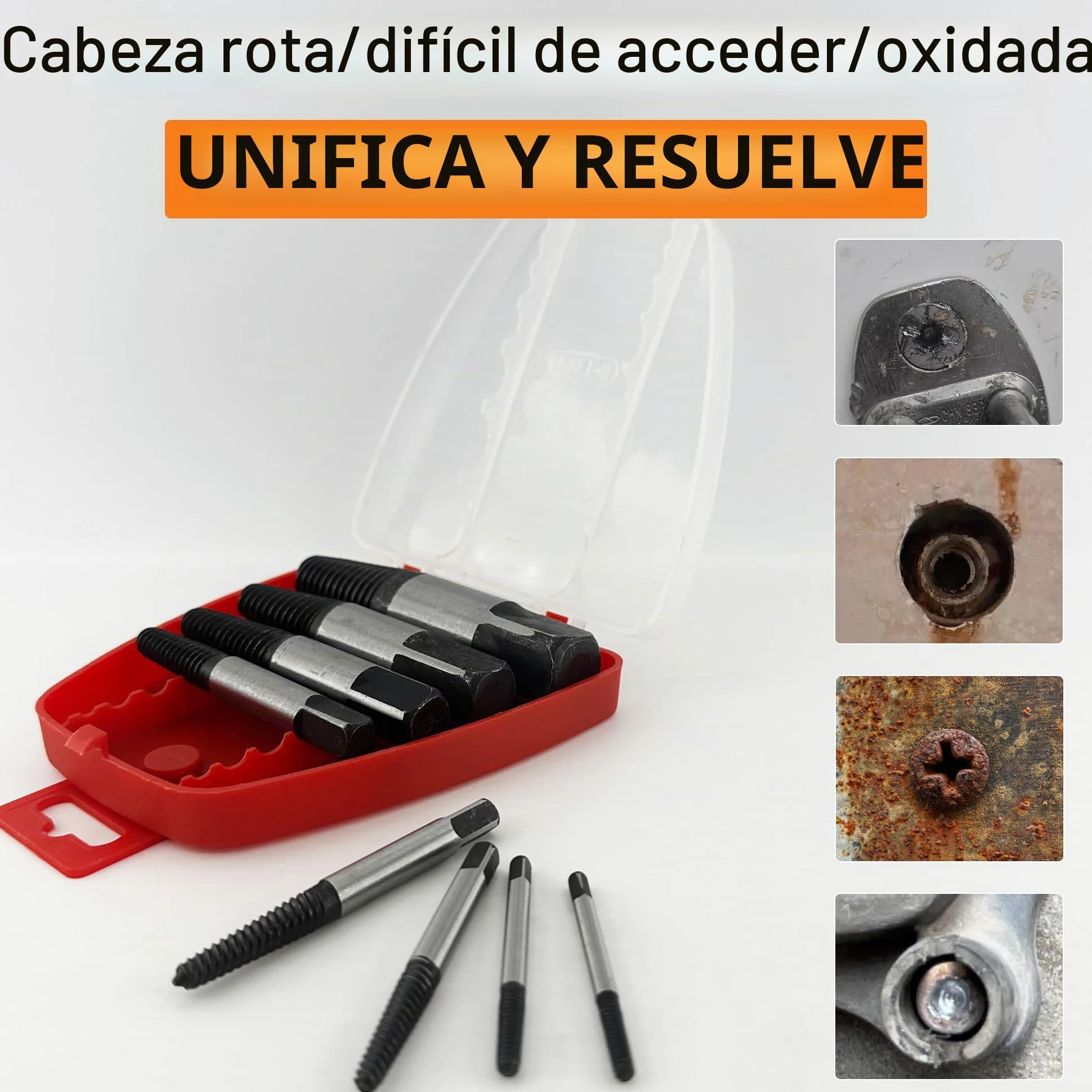 Juego de extractores de tornillos, herramientas de desenroscar tornillos, juego de destornilladores izquierdos, extractor de tornillos, Para Tornillos Rotos o Dañados