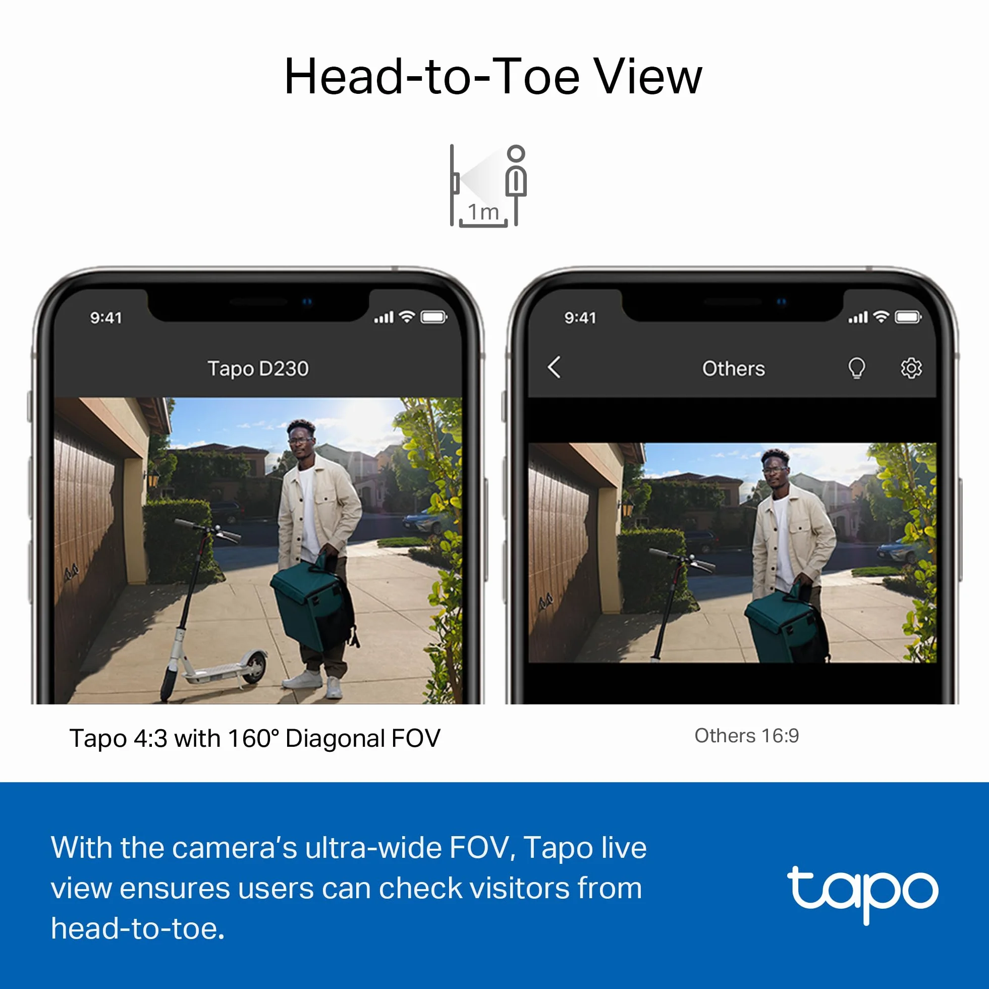 TP-Link Tapo D230S1,Timbre de seguridad inalámbrico inteligente de 2 K 5 MP, funciona con batería, conversación bidireccional, IP64, funciona con Alexa y Google Home, fácil instalación (Tapo D230S1)