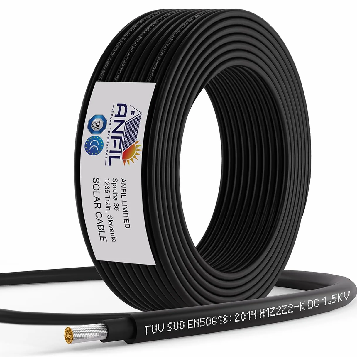 Cable Solar Premium 6mm² Negro Flexible, Fotovoltaico, Resistente a los Rayos UV, para Paneles Solares, Inversores y Controladores de Carga (Negro, 40m)