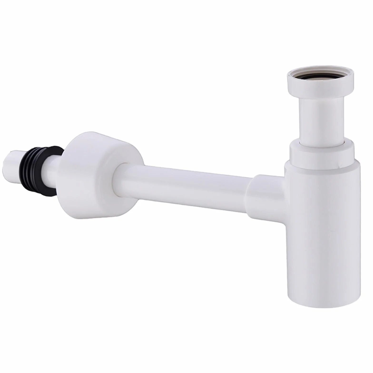 Lavabo sifónico Trampa for Botellas Sifón Redondo ABS Plástico Baño Tocador Lavabo Tubería Residuos Desagüe emergente Blanco con desbordamiento.