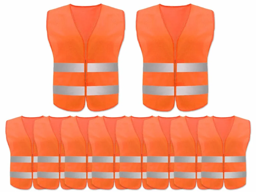 Anlising Chaleco Reflectante,10PCS Chaleco de Seguridad,Chaleco Reflectante de Seguridad, Chaleco de Seguridad de Alta Visibilidad,Auto Chaleco De Seguridad,para Correr,Conductor, Limpiadores(Naranja)