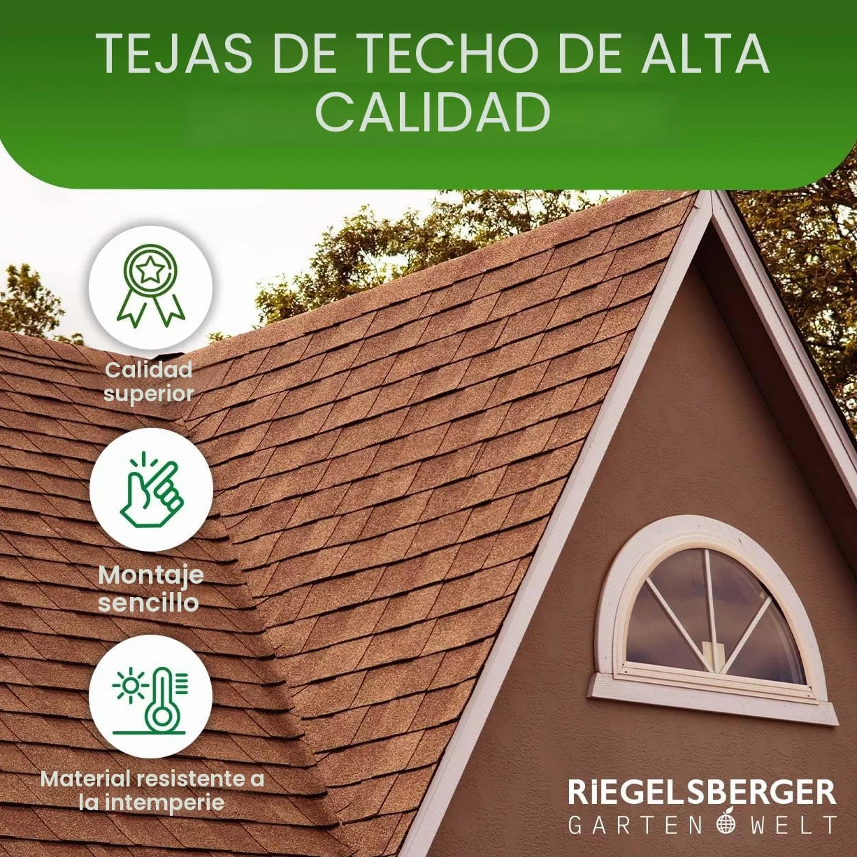 Gartenpirat Tejas bituminosas rectangulares Rojas 2 m² Tejas para casetas de jardín, cobertizos, cenadores y aparcamientos Cubiertos