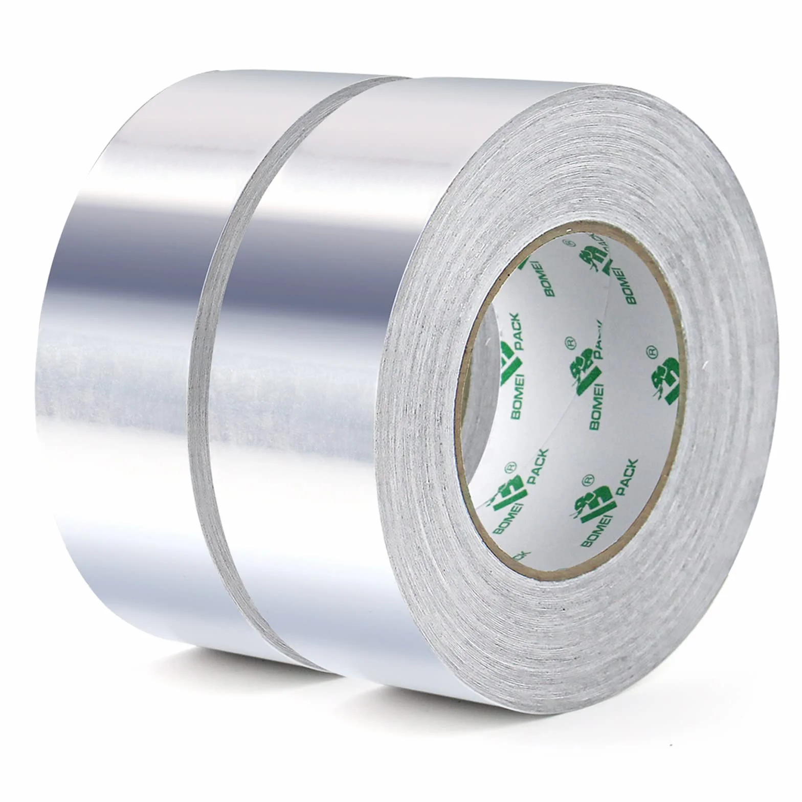 BOMEI PACK Cinta de aluminio 50mmx50m cinta de alta temperatura cinta reparación de aluminio para conductos, aire acondicionado - 2 Rollo Cinta Adhesiva de Aluminio,