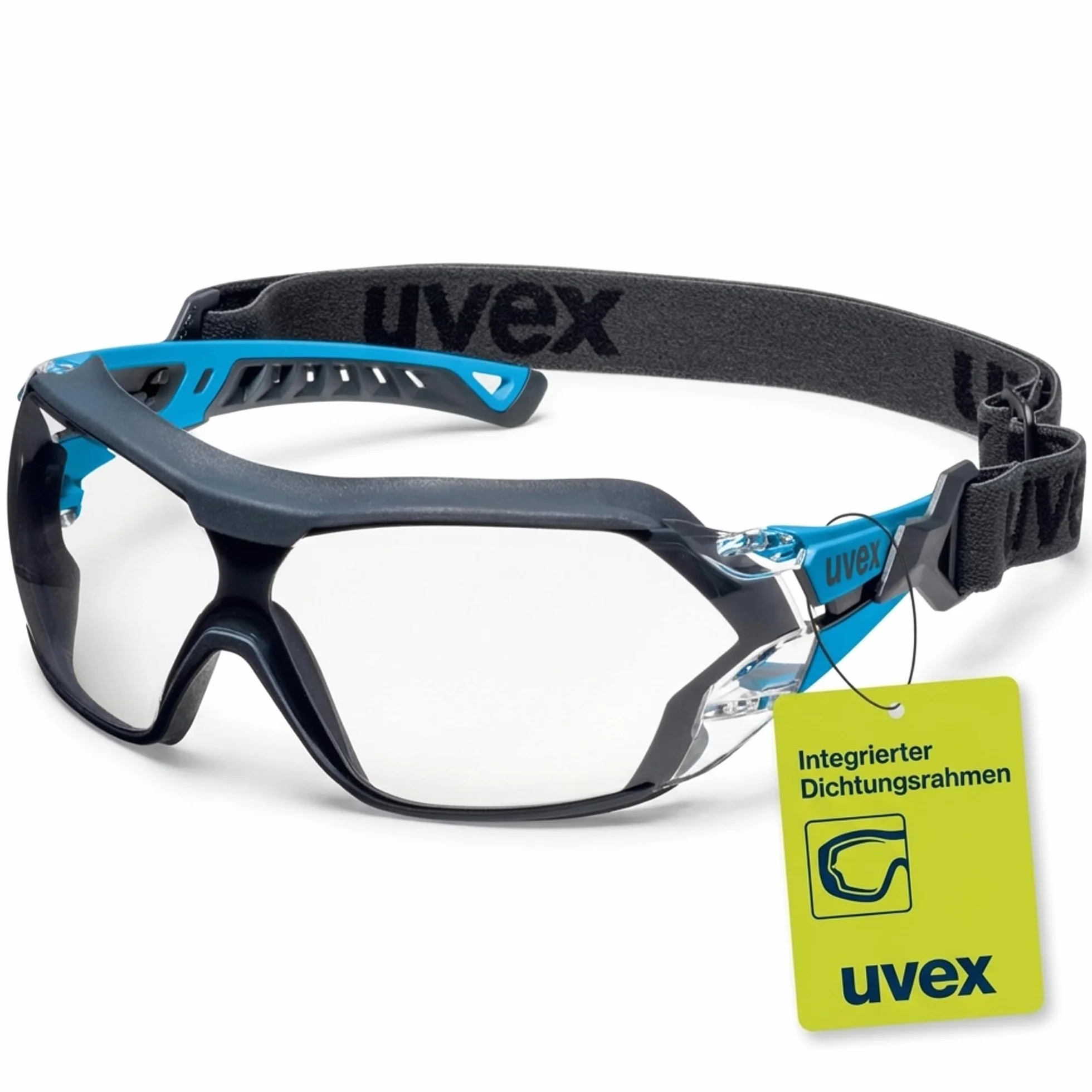 Uvex pheos nxt guard Gafas de seguridad con protección UV 100%, sin condensación, exteriores extremadamente resistentes a los arañazos y sin metales, con diadema, transparente, azul/antracita