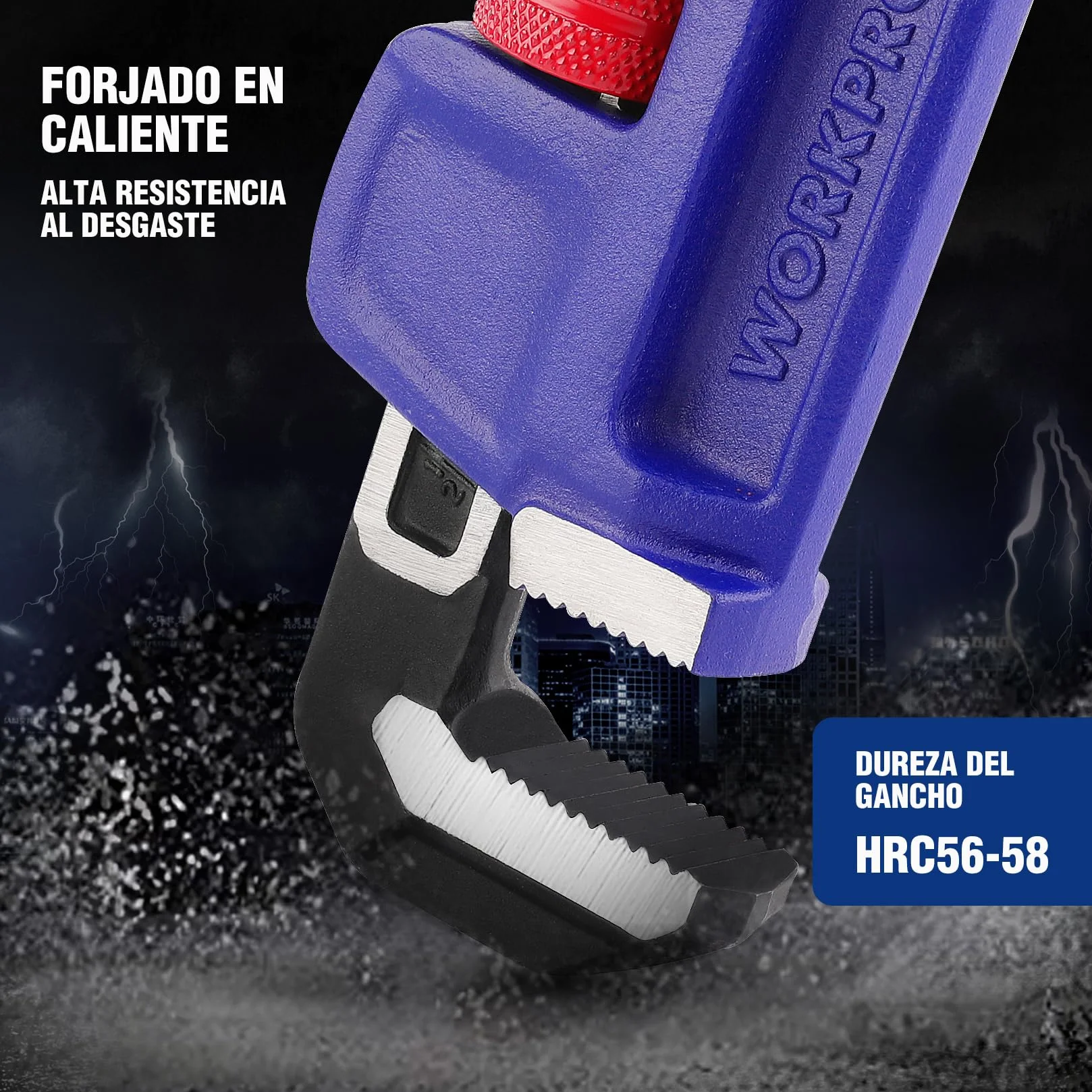 WORKPRO Llave para Tubo, Llave de Garra de Forja Entera de 350 mm, Llave de Tubo Recta, de Alta Resistencia para Reparación de Fontanería