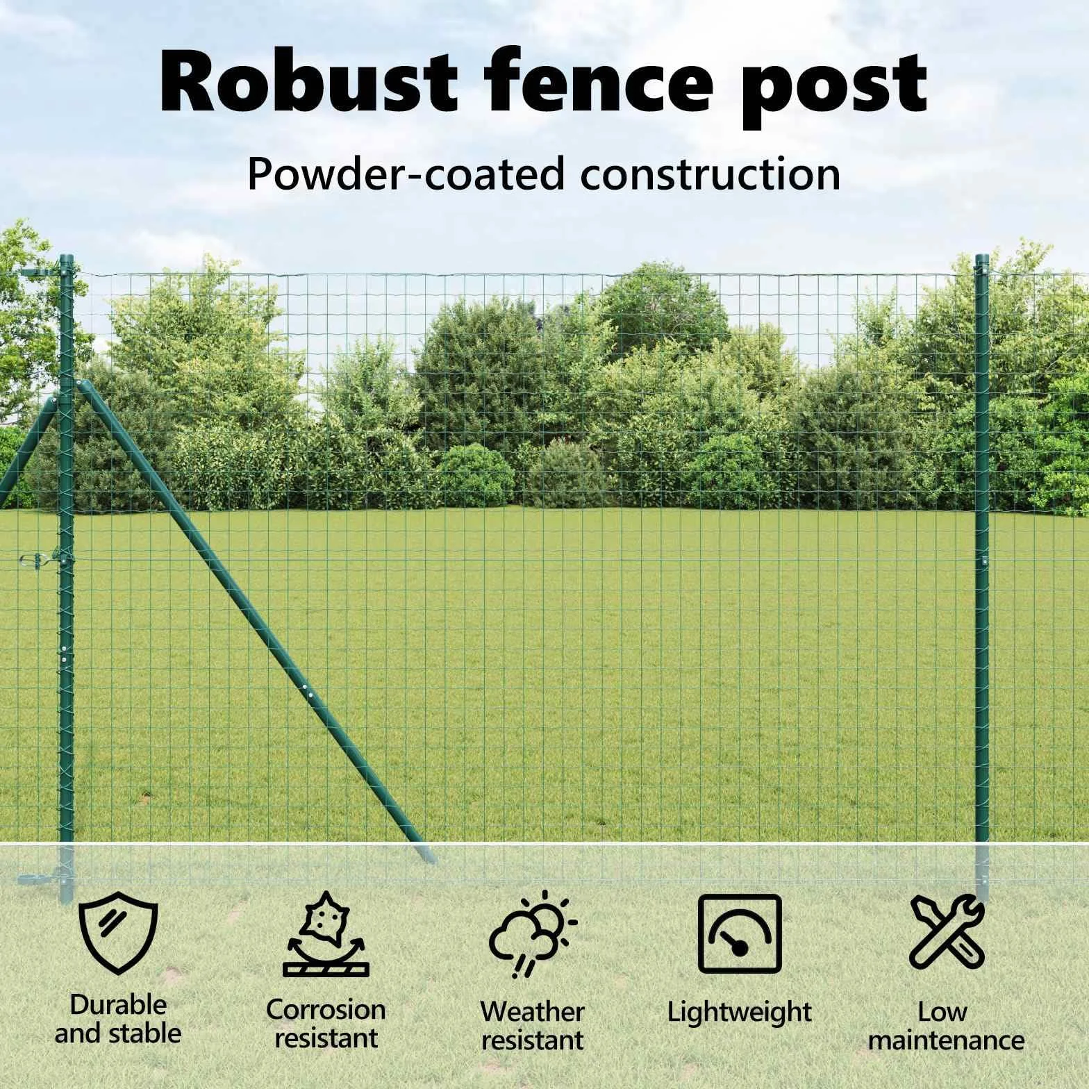 vidaXL Poste de Valla 2 pcs Verde Acero con Recubrimiento en Polvo, Poste de Cerca de Jardín, Diseño Moderno, Rectangular, Resistente al Clima, Fácil de Instalar
