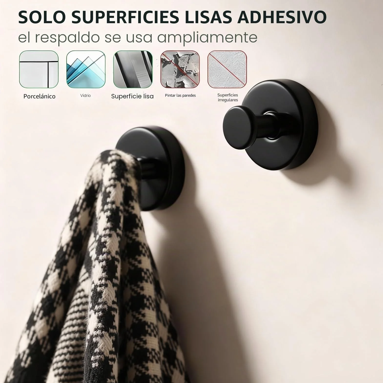Ganchos de acero inoxidable con ventosa para baño cocina oficina, toallero sin taladrar, 2 PCS (Dorado)