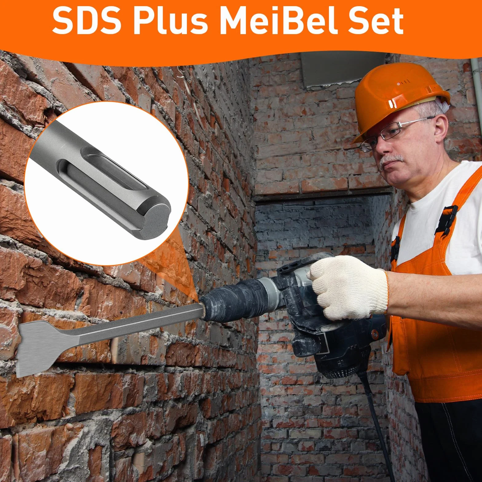 Cincel SDS Plus -3 piezas 100 mm + 75 mm + 40 mm, cincel SDS Plus para quitar azulejos, adhesivo para azulejos, hormigón, piedra natural, mampostería, etc. - Cincel para azulejos premium